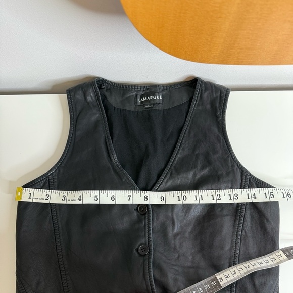 Lamarque Kallie 100% Leather Vest Top Black - Small - Picture 7 of 9